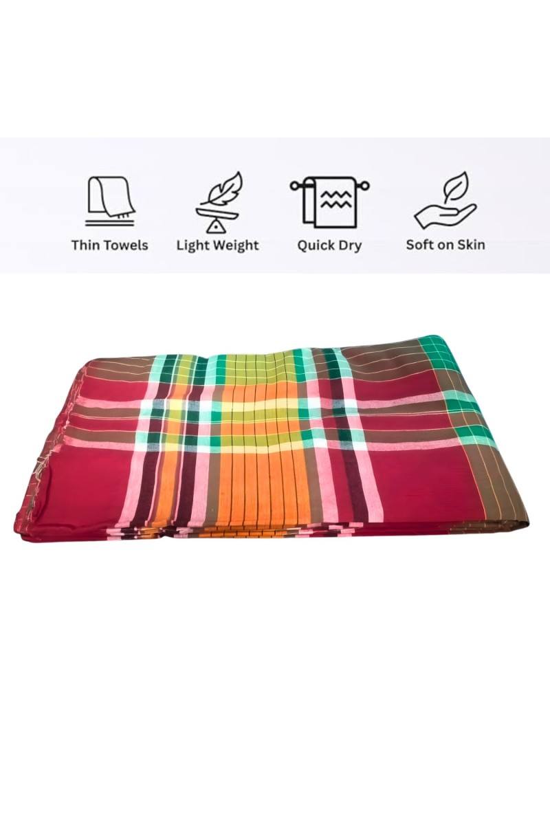 Cotton Traditional Gamcha Towel for Everyone 100% | Soft & Absorbent Multi-Color Checkered Bath Towel | Lightweight Quick Dry Cotton Gamcha