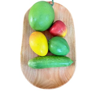 Rectangular Oval Wood Tray - Wooden Trays Tea Serving Tray 14.5X 8.5 Inch Kitchen Table Plate Snack Fruit Decorative Trays for Restaurant Hotel Coffee Shop Home