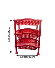 3 Layer Multi-Purpose Home Kitchen Office Storage Plastic Basket Rack Organizer Vegetables Fruits or Files Home & kitchen racks and shelves for storage (Red)
