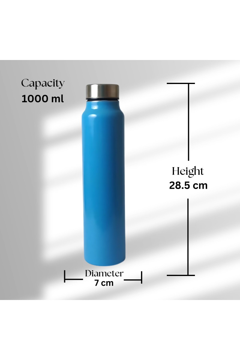 Stainless Steel Water Bottle 1000 ml | Leak-Proof & Durable | BPA-Free, Rust-Resistant, and Reusable for Travel, Gym, and Outdoor Use | Ideal for School, Sports, Office, and Hiking (Sky)