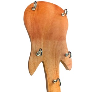Guitar-Shaped Wooden Wall Hook Rack – Rustic Decorative Key Holder with 5 Metal Hooks – Home Décor for Bedroom.