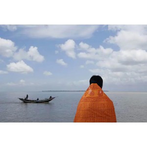 HiTechMart Namabali with Hare Krishna Print – Saffron Color Cotton Angavastram - Ram Naam Hindu Religious Cloth for Puja, Meditation & Spiritual Rituals - 58 x 34 inch