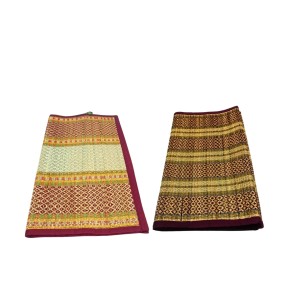 Ashan Traditional Handwoven Straw Mats – Foldable Floor Carpets for Home, Outdoor, Yoga, Picnic – Durable & Lightweight (Combo of 2, Multicolor)