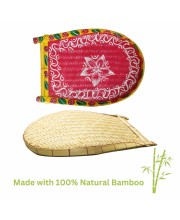 Handicrafts Bamboo Kulo Tray – Red Color Handmade & Hand-Painted Bamboo Soop/Basket for Puja, Home Decor, Storage & Gifting বাঁশের কুলো (13 x 18 inch)