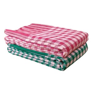 Hitech Sales Traditional Cotton Gamcha Towel Set of 2 – Handloom Checkered Bath Towels | Soft, Lightweight, Quick-Dry | Multipurpose Use for Bathing, Travel | Red & Green(33x75inch)