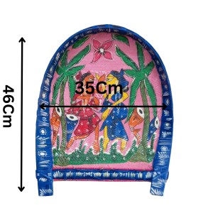 Handicrafts Bamboo Kulo Tray – Pink Color Handmade & Hand-Painted Bamboo Soop/Basket for Puja, Home Decor, Storage & Gifting বাঁশের কুলো (13 x 18 inch)