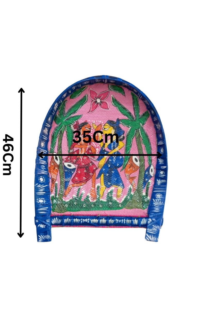 Handicrafts Bamboo Kulo Tray – Pink Color Handmade & Hand-Painted Bamboo Soop/Basket for Puja, Home Decor, Storage & Gifting বাঁশের কুলো (13 x 18 inch)