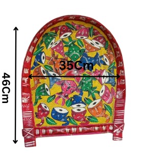 Handicrafts Bamboo Kulo Tray – Yellow Color Handmade & Hand-Painted Bamboo Soop/Basket for Puja, Home Decor, Storage & Gifting বাঁশের কুলো (13 x 18 inch)