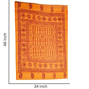 HiTechMart Namabali with Hare Krishna Print – Saffron Color Cotton Angavastram - Ram Naam Hindu Religious Cloth for Puja, Meditation & Spiritual Rituals