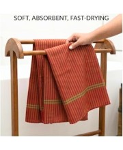 Cotton Gamcha Traditional for Everyone – Traditional Striped gamcha | Soft, Absorbent & Quick Dry Bath gamcha Checkered Design (Green & Red)