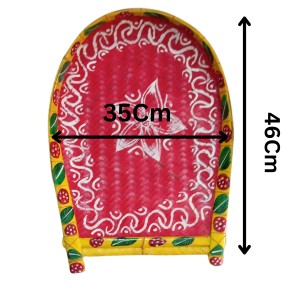 Handicrafts Bamboo Kulo Tray – Red Color Handmade & Hand-Painted Bamboo Soop/Basket for Puja, Home Decor, Storage & Gifting বাঁশের কুলো (13 x 18 inch)