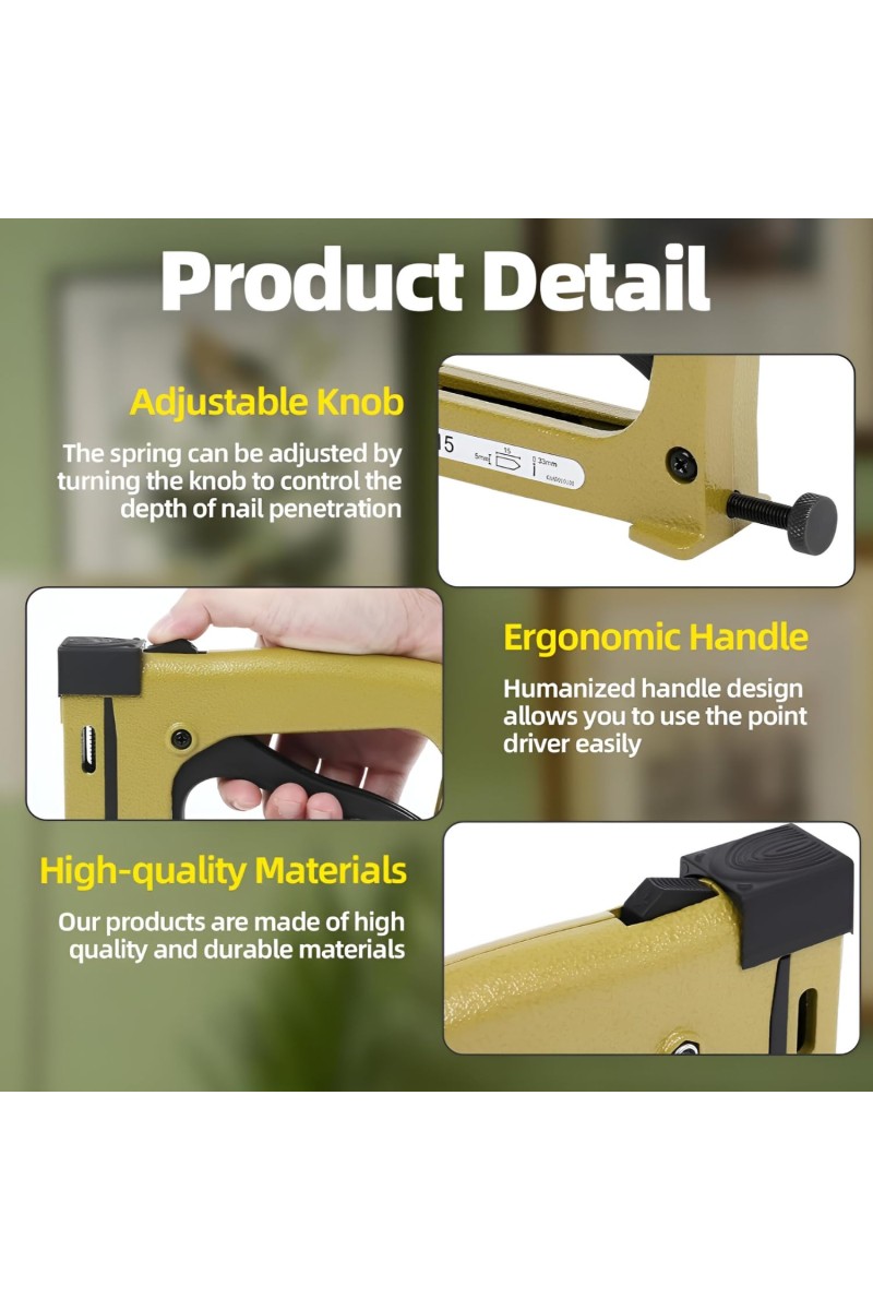 HiTechMart HM515 Point Driver – Manual Framing Tool with 5 PCS Flexible Points, 15mm (5/8'') – Flex Point Tacker for Picture Framing, DIY, and Household Use – Secure Flexible & Rigid Frames