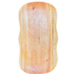 Rustic Wooden Serving Tray, Scalloped Edges, Natural Wood Grain Finish