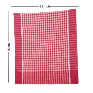 Hitech Sales Traditional Cotton Gamcha Towel Set of 2 – Handloom Checkered Bath Towels | Soft, Lightweight, Quick-Dry | Multipurpose Use for Bathing, Travel | Red & Green(33x75inch)