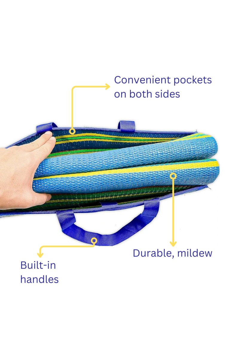 Hitech Sales Multipurpose Foldable Plastic Mat (Chatai) Stain Resistant, Ideal for Picnics, Beaches, Outings, and Camping (3x6 Feet Rectangular Travel Mat