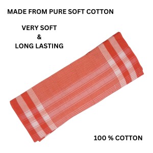Vibrant Orange Colour Gamcha | Soft, Absorbent Cotton Towel for Bath, Travel, and Everyday Use (2)