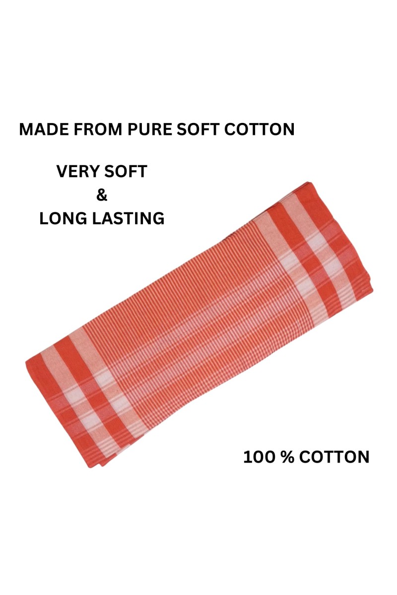 Vibrant Orange Colour Gamcha | Soft, Absorbent Cotton Towel for Bath, Travel, and Everyday Use (1)