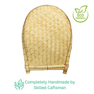 HiTechMart Bengal Handicrafts Bamboo Kulo Tray &ndash; Handmade & Hand-Painted Bamboo Soop/Basket for Puja, Home Decor, Storage & Gifting | Eco-Friendly Traditional Bengali Tray বাঁশের কুলো (13 x 17 inch)