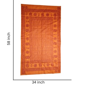 HiTechMart Namabali with Hare Krishna Print – Saffron Color Cotton Angavastram - Ram Naam Hindu Religious Cloth for Puja, Meditation & Spiritual Rituals - 58 x 34 inch