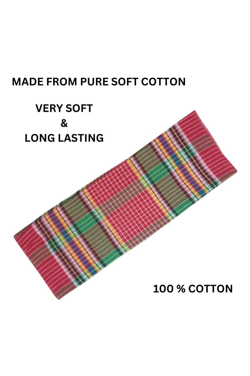 Vibrant Multicolour Cotton Gamcha | Soft, Absorbent, and Lightweight Towel for Bath, Travel, and Multipurpose Use (2)
