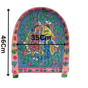 Handicrafts Bamboo Kulo Tray – Blue Color Handmade & Hand-Painted Bamboo Soop/Basket for Puja, Home Decor, Storage & Gifting বাঁশের কুলো (13 x 18 inch)