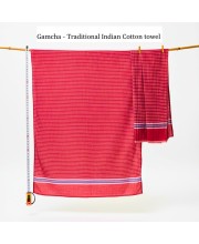 Cotton Gamcha Traditional for Everyone – Traditional Red Striped Towel | Soft, Absorbent & Quick Dry Bath Towel Checkered Design