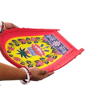 HiTechMart Bengal Handicrafts Bamboo Kulo Tray &ndash; Handmade & Hand-Painted Bamboo Soop/Basket for Puja, Home Decor, Storage & Gifting | Eco-Friendly Traditional Bengali Tray বাঁশের কুলো (13 x 17 inch)