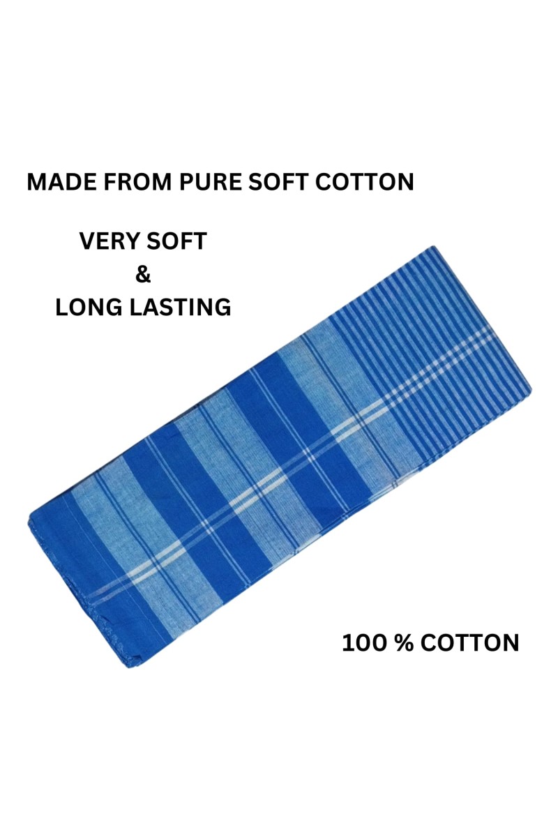 Traditional Blue Cotton Gamcha | Soft, Absorbent, and Lightweight Towel for Multipurpose Use – Ideal for Bath, Face, Travel & Gym (2)