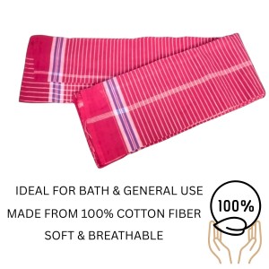 Cotton Gamcha Traditional for Everyone – Traditional Red Striped Towel | Soft, Absorbent & Quick Dry Bath Towel Checkered Design