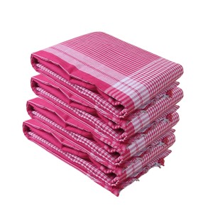 Traditional Red Cotton Gamcha | Absorbent, Lightweight Towel for Bath, Face, Travel & Multipurpose Use (4)