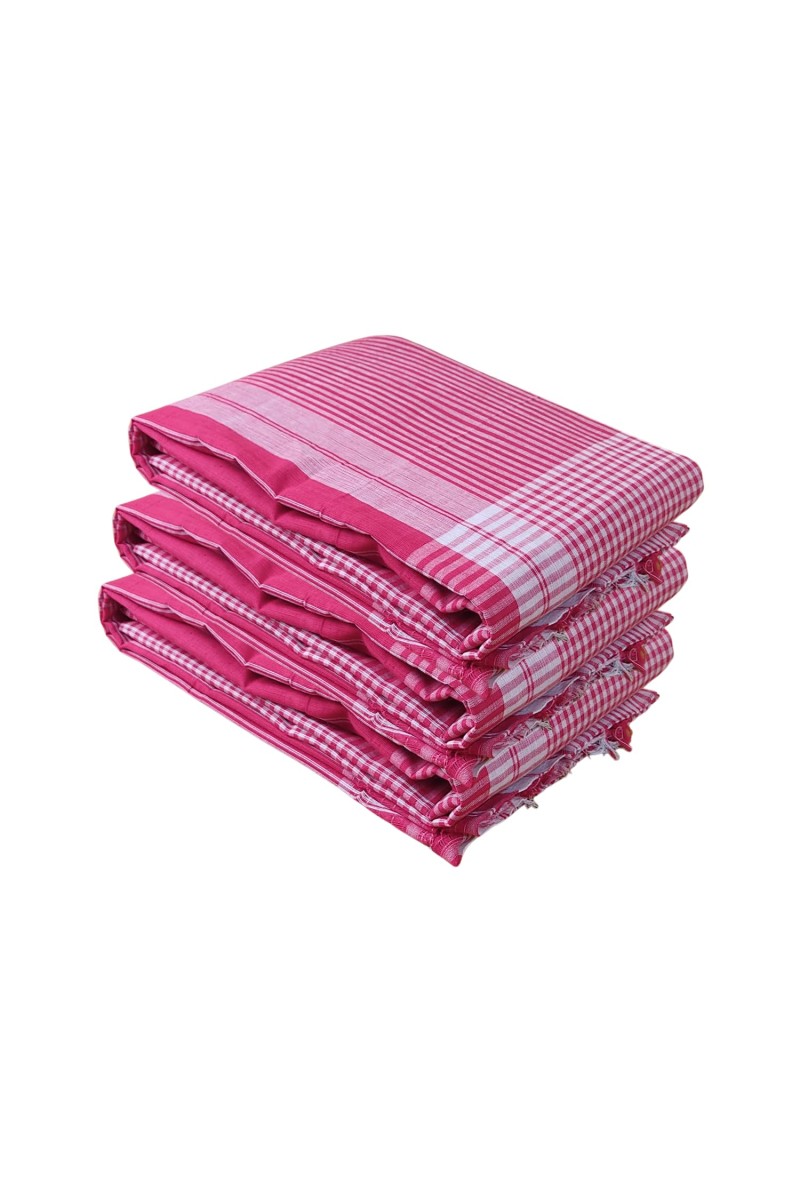 Traditional Red Cotton Gamcha | Absorbent, Lightweight Towel for Bath, Face, Travel & Multipurpose Use (3)
