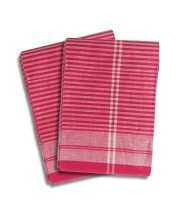 Hitech Sales Men's and Women's Soft Cotton Bengali Traditional Checkered Gamcha for Pooja and Religious Purpose, Bath (Red and White, Set of 2, 76 x 35 inch)
