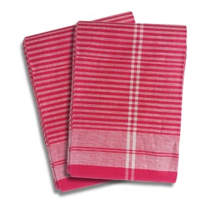 Hitech Sales Men's and Women's Soft Cotton Bengali Traditional Checkered Gamcha for Pooja and Religious Purpose, Bath (Red and White, Set of 2, 76 x 35 inch)