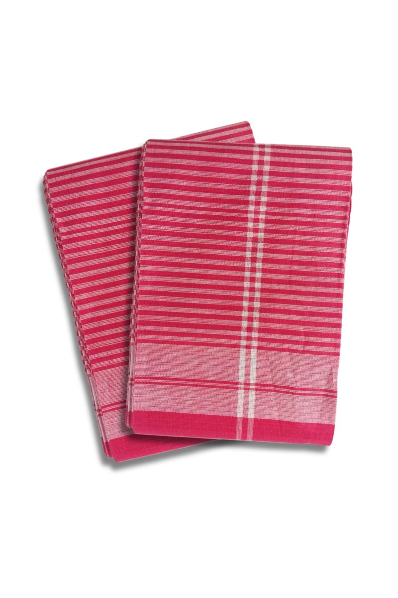 Hitech Sales Men's and Women's Soft Cotton Bengali Traditional Checkered Gamcha for Pooja and Religious Purpose, Bath (Red and White, Set of 2, 76 x 35 inch)