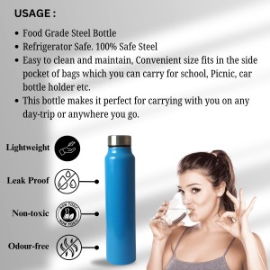 Stainless Steel Water Bottle 1000 ml | Leak-Proof & Durable | BPA-Free, Rust-Resistant, and Reusable for Travel, Gym, and Outdoor Use | Ideal for School, Sports, Office, and Hiking (Sky)