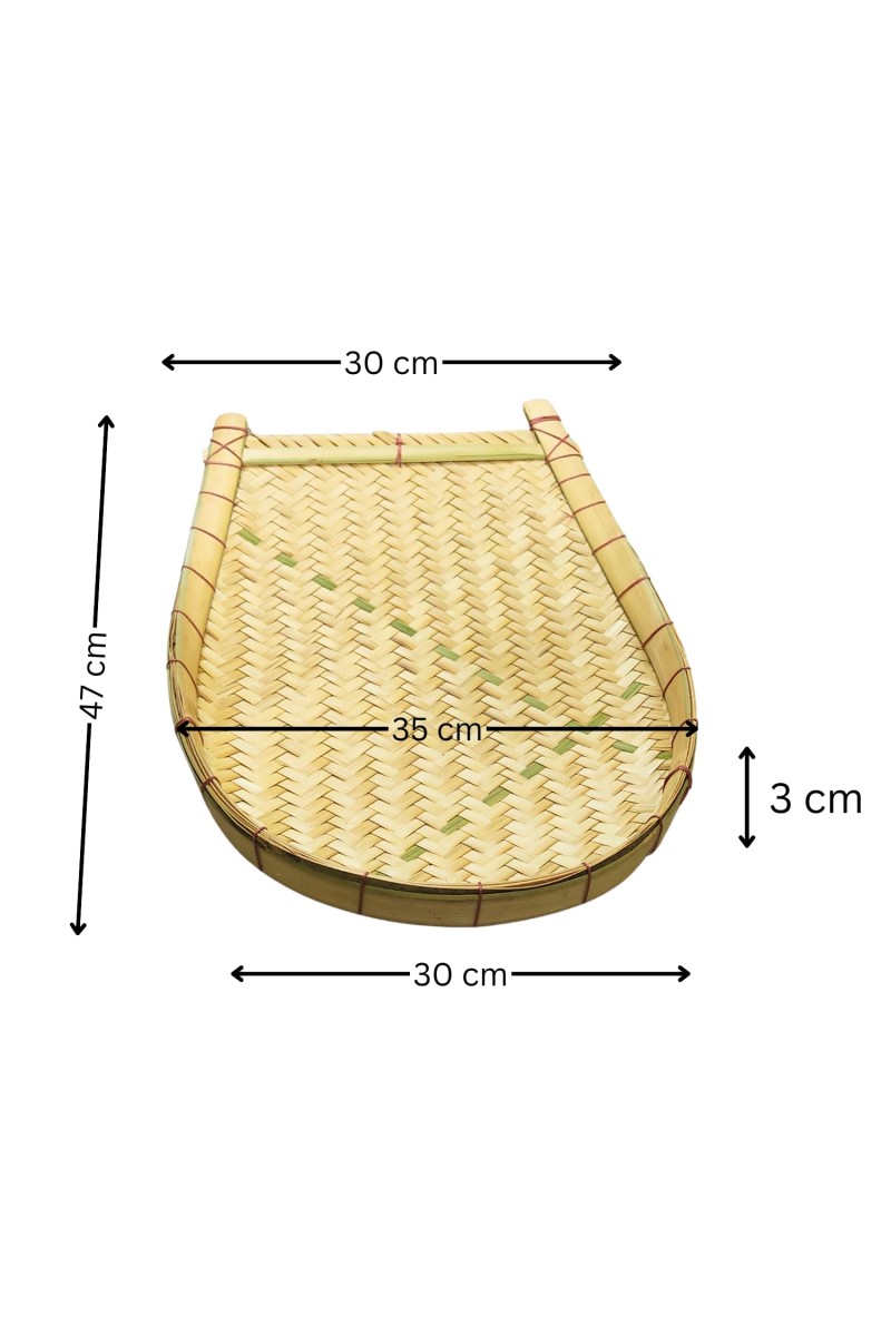 HiTechMart Bengal Handicrafts Bamboo Kulo Tray – Handmade Bamboo Soop/Basket for Puja, Storage & Decor বাঁশের কুলো। (18 x 14 inch)