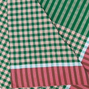 Hitech Sales Traditional Cotton Gamcha Towel Set of 2 – Handloom Checkered Bath Towels | Soft, Lightweight, Quick-Dry | Multipurpose Use for Bathing, Travel | Red & Green(33x75inch)