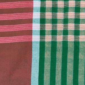 Hitech Sales Traditional Cotton Gamcha Towel Set of 2 – Handloom Checkered Bath Towels | Soft, Lightweight, Quick-Dry | Multipurpose Use for Bathing, Travel | Red & Green(33x75inch)