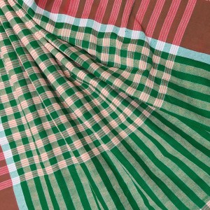 Hitech Sales Traditional Cotton Gamcha Towel Set of 2 – Handloom Checkered Bath Towels | Soft, Lightweight, Quick-Dry | Multipurpose Use for Bathing, Travel | Red & Green(33x75inch)