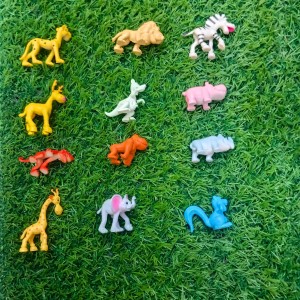 HI TECH Sales Mini Jungle Animal Toys Set – 12 Pcs Colorful Plastic Animal Figures for Kids – Educational Toy Set for Learning, Playtime, Cake Toppers, Party Favors & DIY Crafts