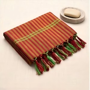 Cotton Gamcha Traditional for Everyone – Traditional Striped gamcha | Soft, Absorbent & Quick Dry Bath gamcha Checkered Design (Green & Red)