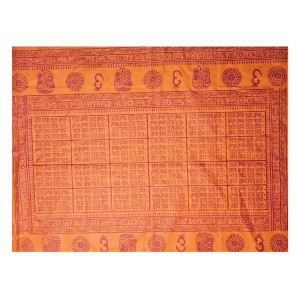HiTechMart Namabali with Hare Krishna Print – Saffron Color Cotton Angavastram - Ram Naam Hindu Religious Cloth for Puja, Meditation & Spiritual Rituals - 58 x 34 inch