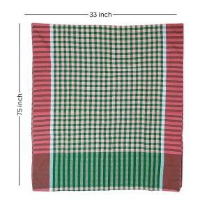 Hitech Sales Traditional Cotton Gamcha Towel Set of 2 – Handloom Checkered Bath Towels | Soft, Lightweight, Quick-Dry | Multipurpose Use for Bathing, Travel | Red & Green(33x75inch)