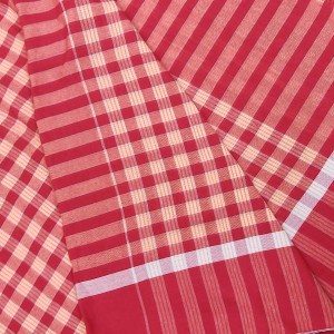 Hitech Sales Traditional Cotton Gamcha Towel Set of 2 – Handloom Checkered Bath Towels | Soft, Lightweight, Quick-Dry | Multipurpose Use for Bathing, Travel | Red & Green(33x75inch)