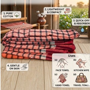 Cotton Traditional Gamcha for Everyone 100% | Soft & Absorbent Multi-Color Checkered Bath Towel | Lightweight Quick Dry Cotton. (Multicolor)