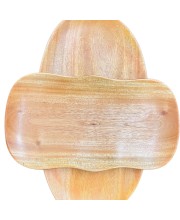 Rustic Wooden Serving Tray, Scalloped Edges, Natural Wood Grain Finish