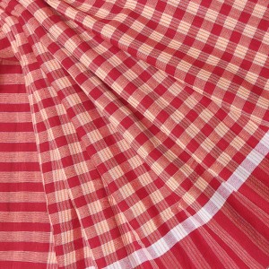 Hitech Sales Traditional Cotton Gamcha Towel Set of 2 – Handloom Checkered Bath Towels | Soft, Lightweight, Quick-Dry | Multipurpose Use for Bathing, Travel | Red & Green(33x75inch)