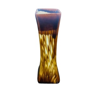 Decorative Handcrafted Glass Flower Vase for Home & Office Décor | Modern Tall Tabletop Vase for Living Room, Bedroom & Gift (Brownish)