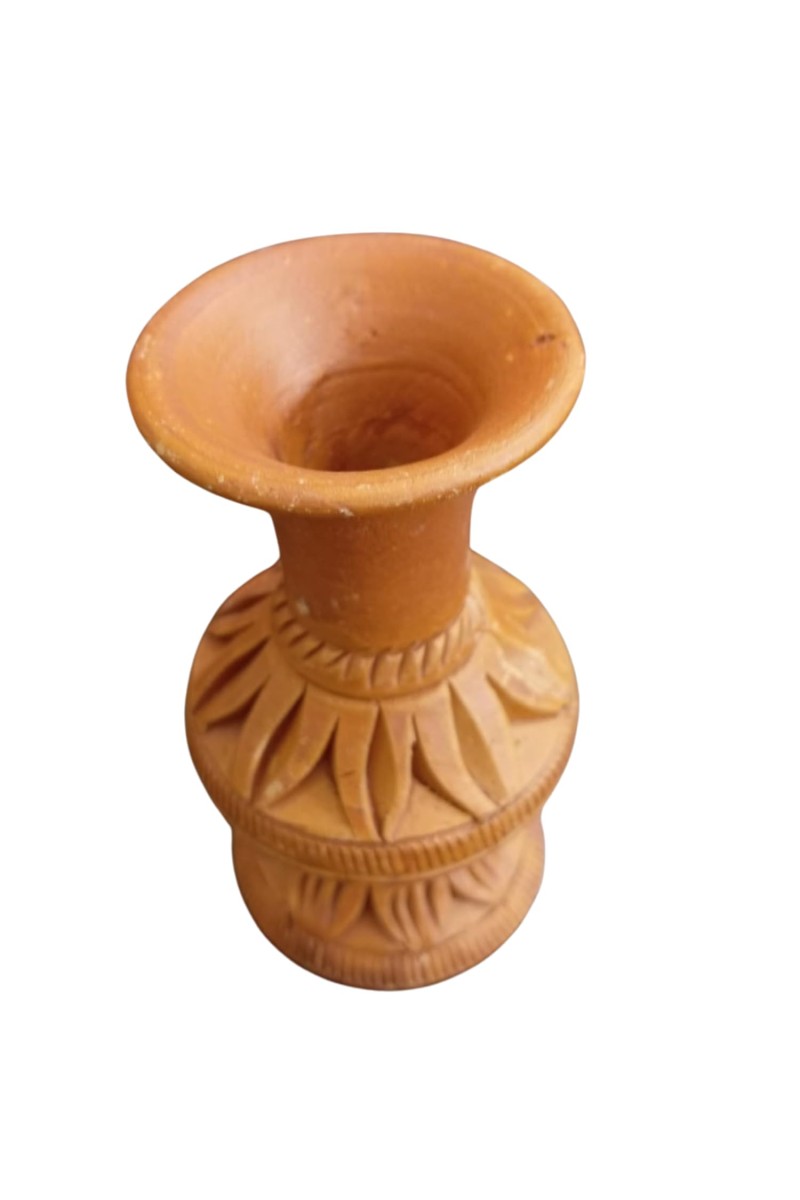 Terracotta Flower Vase 5 x 2 Inches – Handcrafted Mini Vase for Home Decor, Tabletop Centerpiece, Rustic Terracotta Pot for Indoor & Outdoor Use