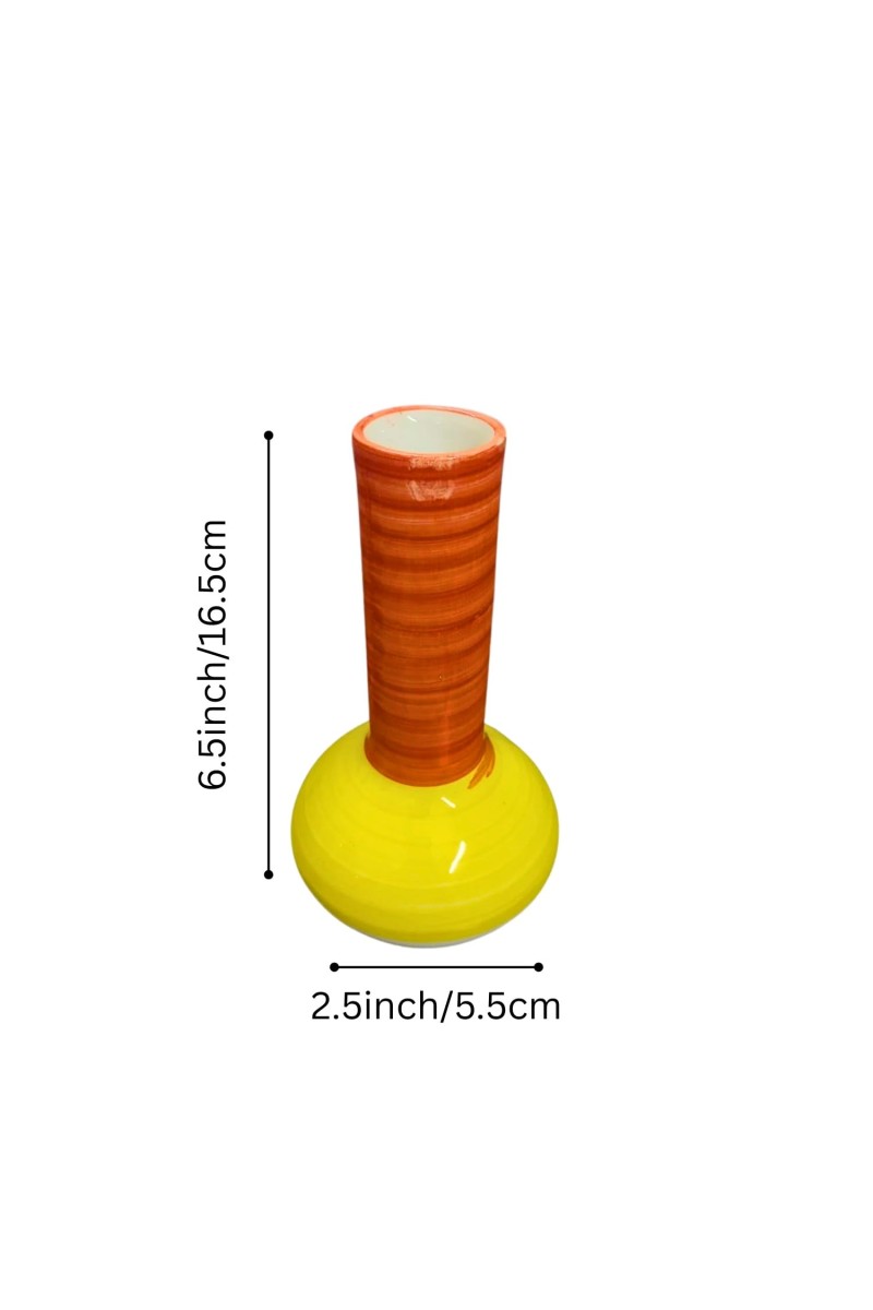 Ceramic Decorative Flower Vase for Living Room, Bedroom & Dining Table | Modern Glossy Finish Vase for Home Decor & Gifting (Multicolor)